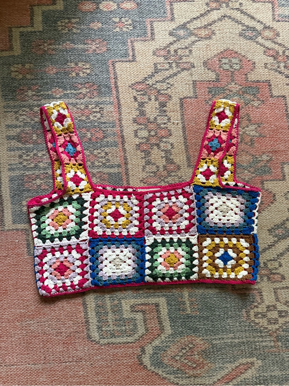 FARM Rio Granny Square Crochet Crop Top